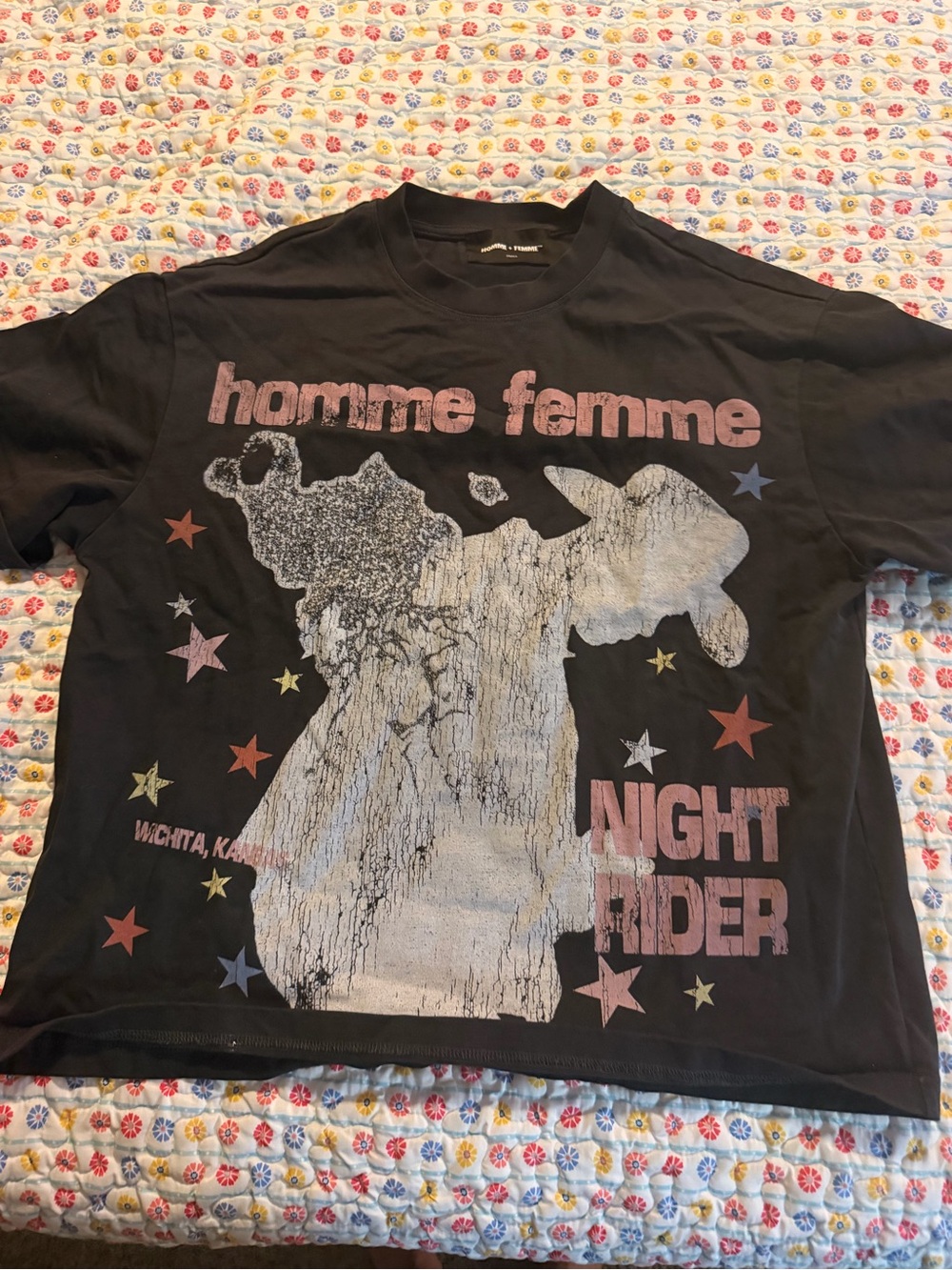 homme femme Black 'Night Rider' Graphic Tee